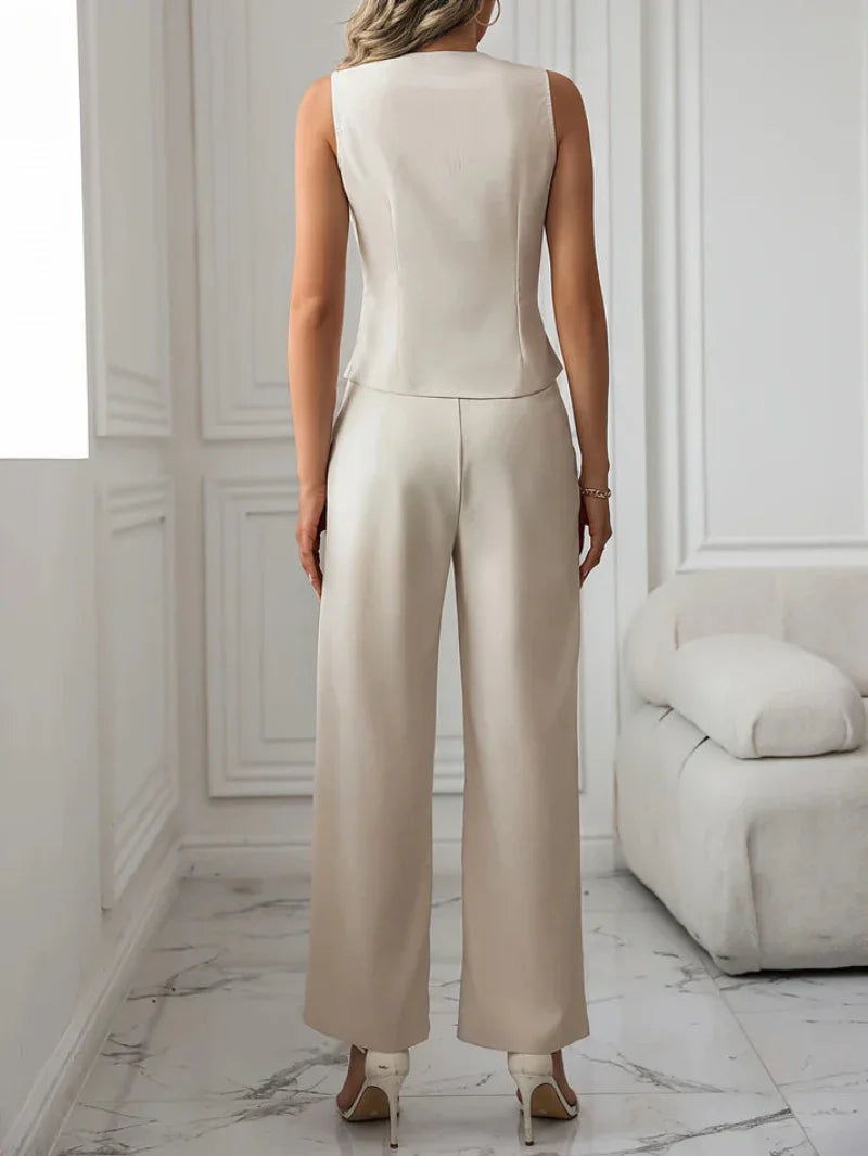Women’s Tailored Sleeveless Two-Piece Pantsuit