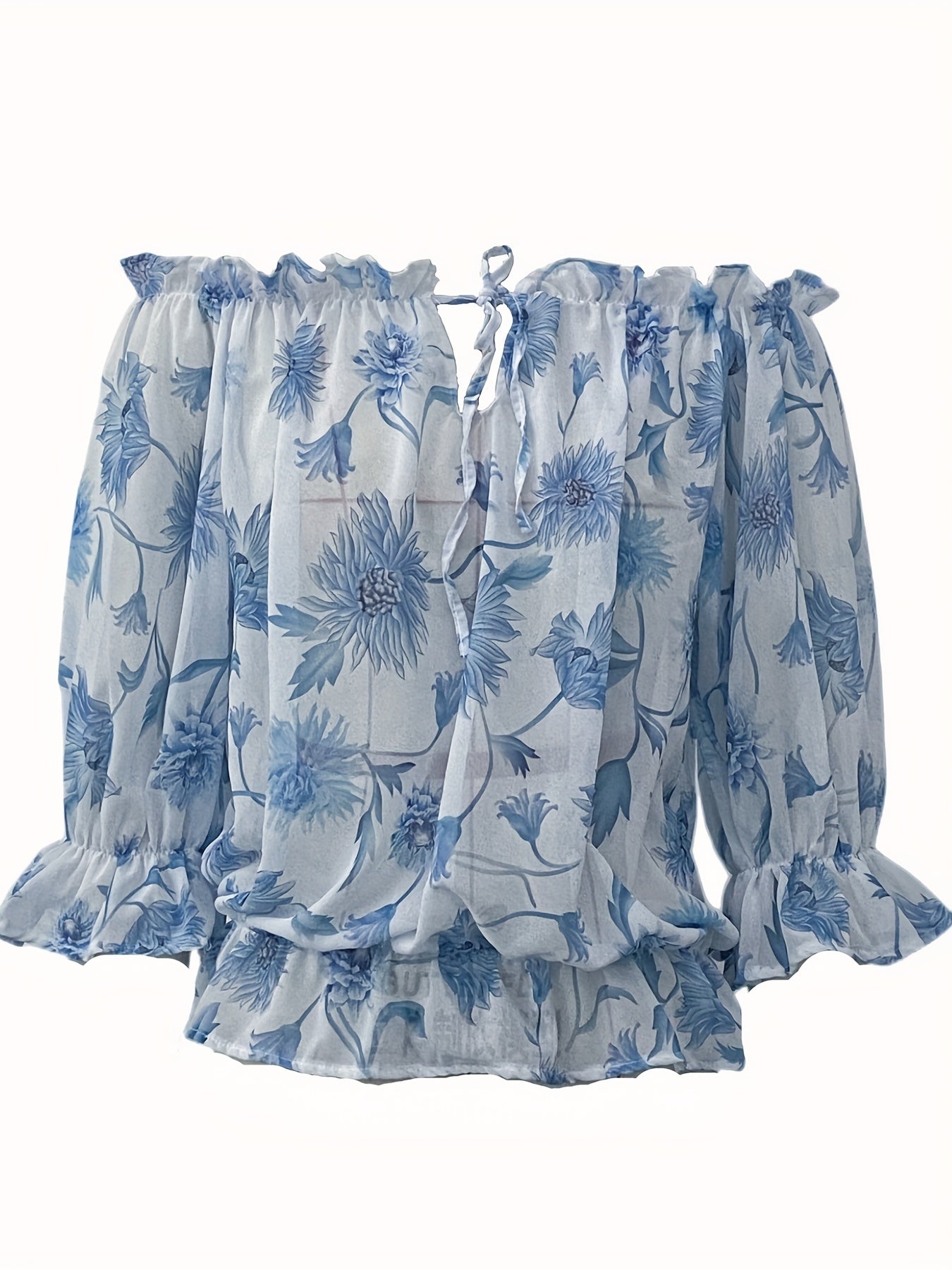 Women’s Floral Off-Shoulder Puff Sleeve Blouse