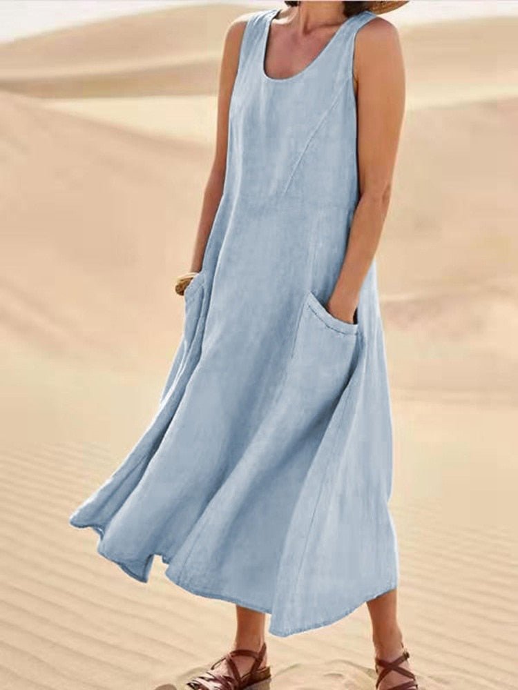 Women’s Casual Linen-look Sleeveless Dress