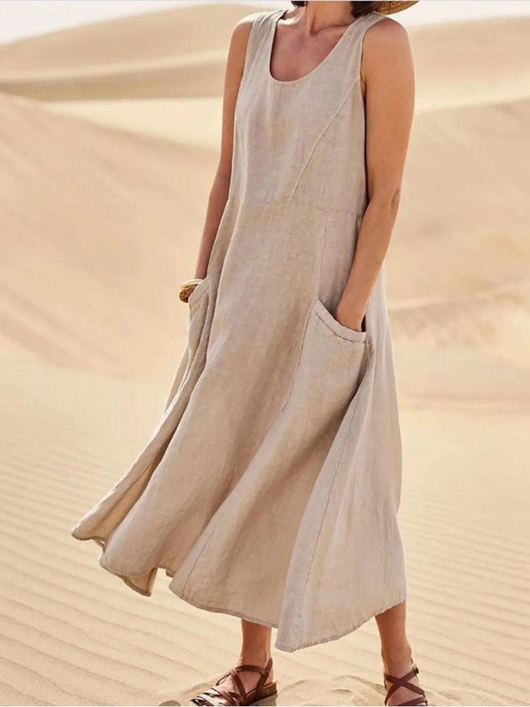 Women’s Casual Linen-look Sleeveless Dress