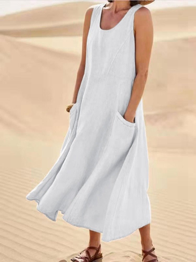 Women’s Casual Linen-look Sleeveless Dress