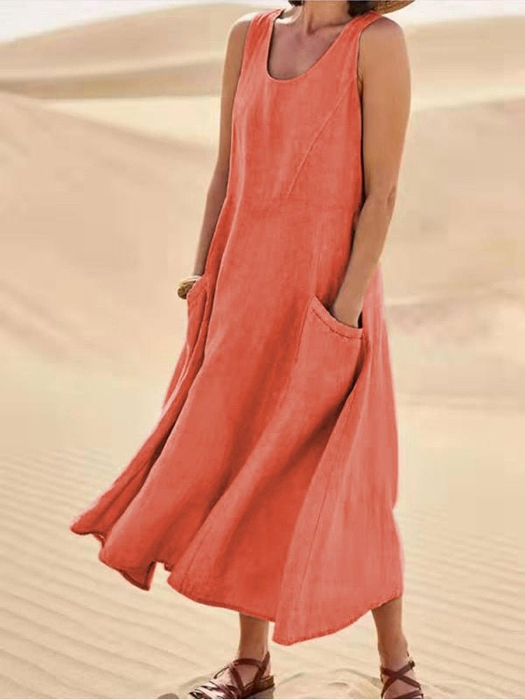 Women’s Casual Linen-look Sleeveless Dress