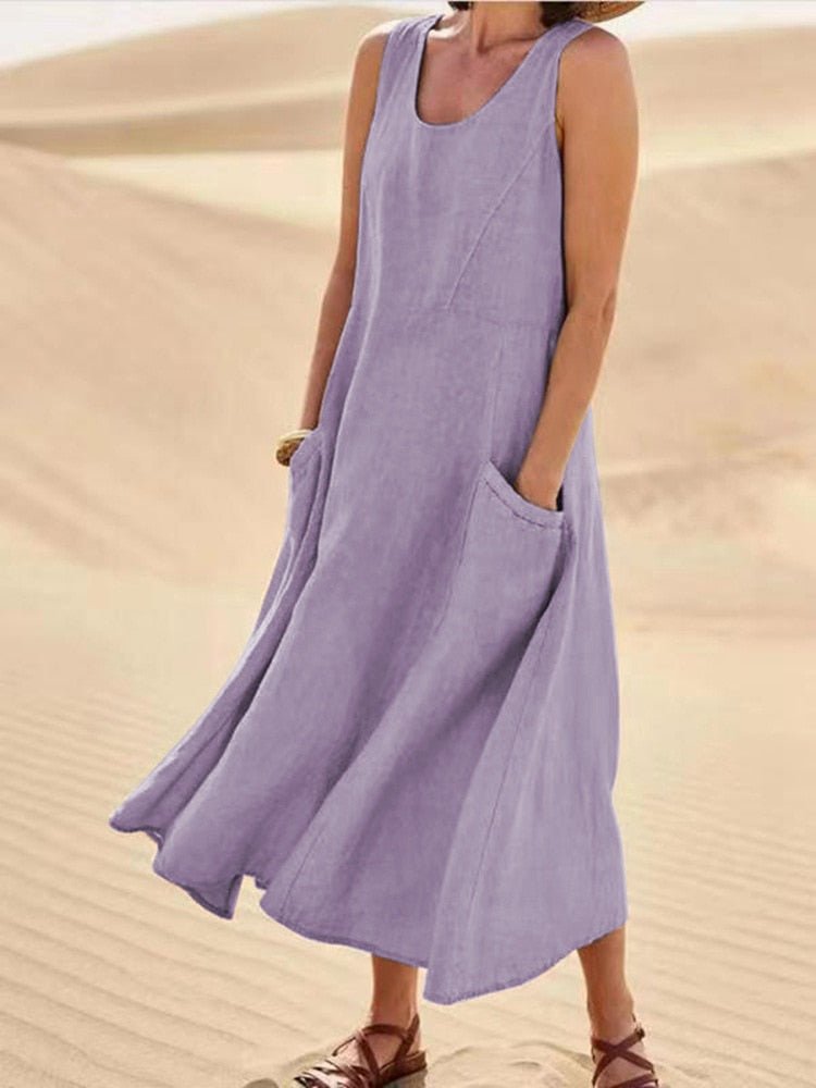 Women’s Casual Linen-look Sleeveless Dress