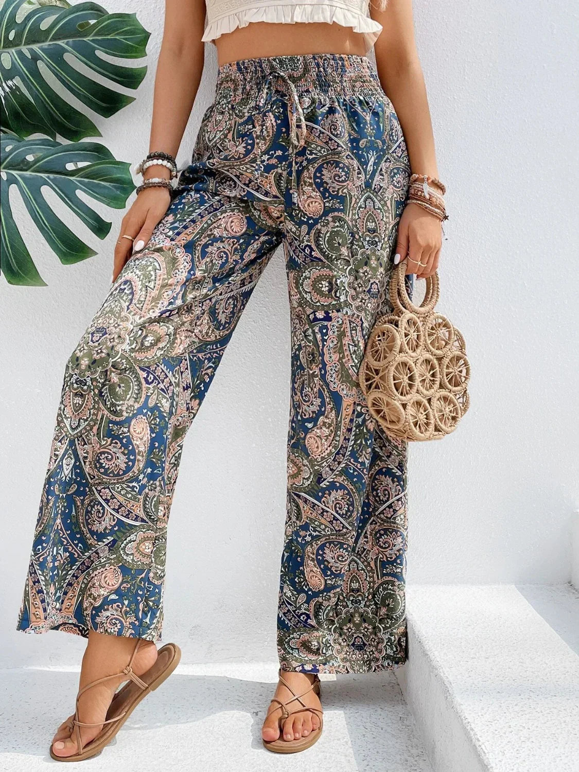 Women’s Summer Paisley Wide-Leg Pants