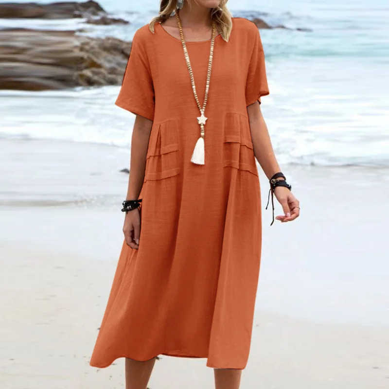 Women’s Casual Pocketed Midi Dress