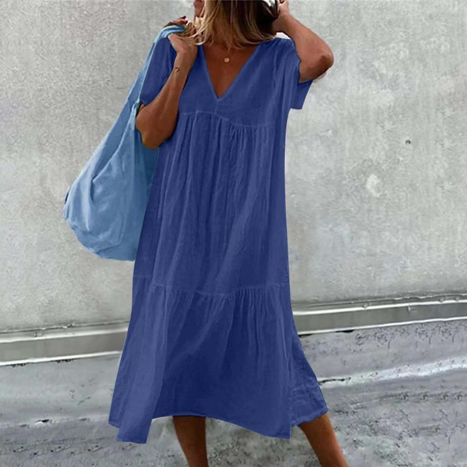 Women’s Summer Loose-Fit V-Neck Midi Dress