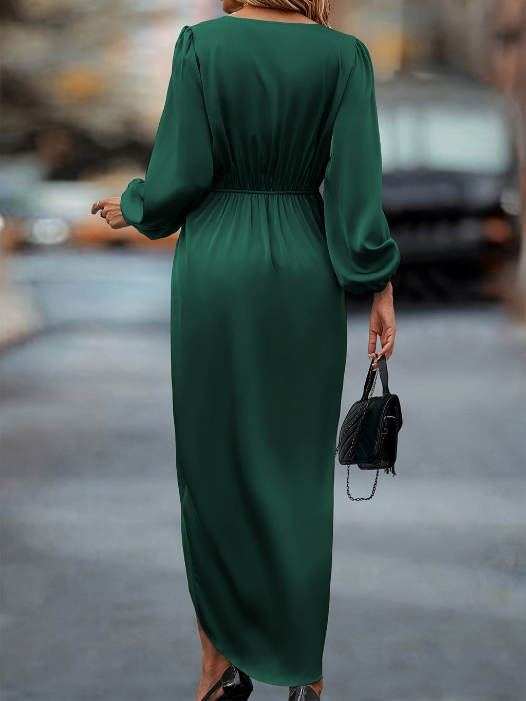 Women’s Elegant Draped Satin Midi Dress