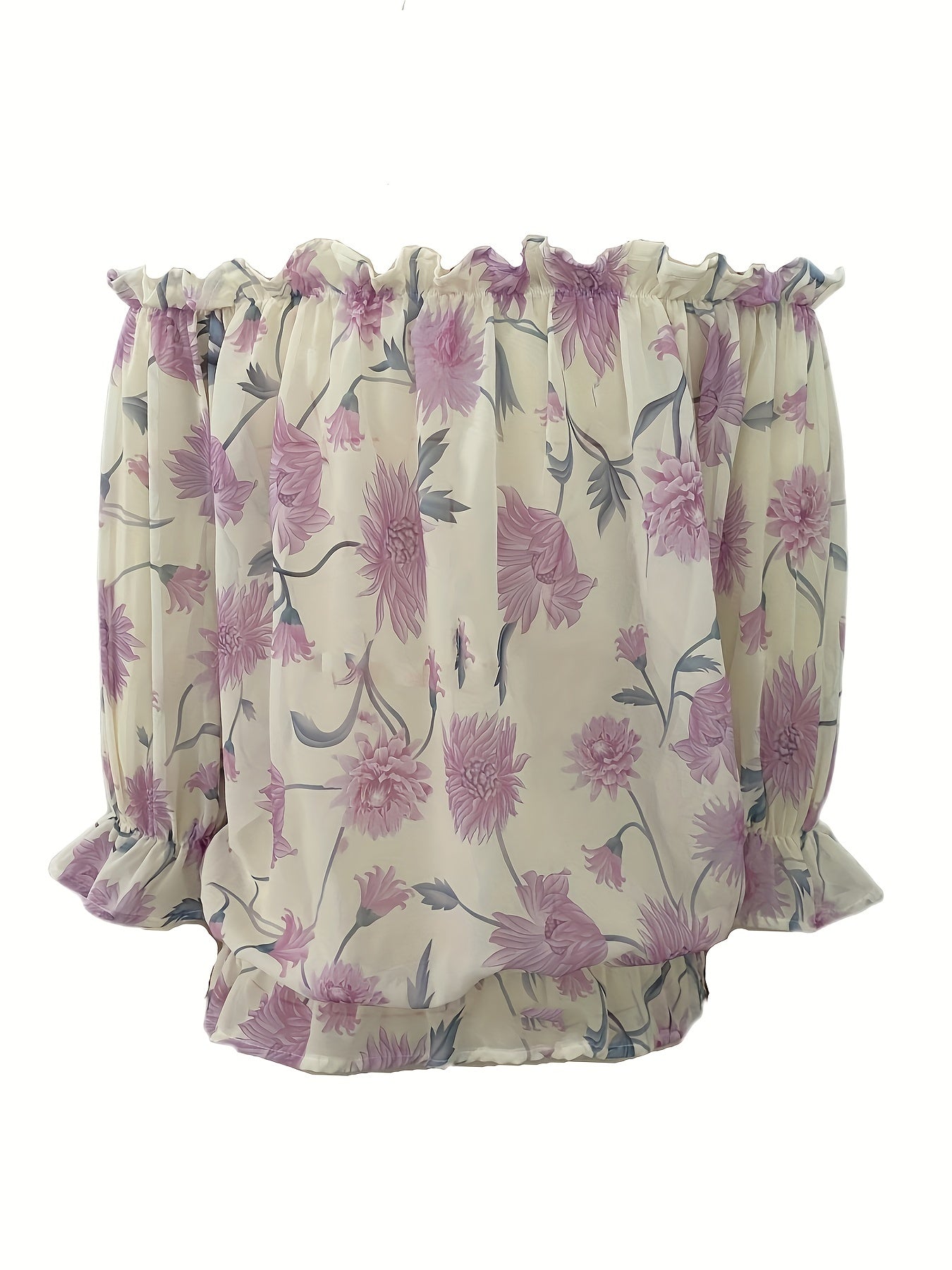 Women’s Floral Off-Shoulder Puff Sleeve Blouse