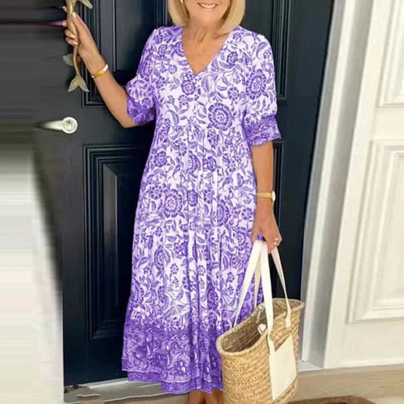 Women’s Floral V-Neck Midi Dress