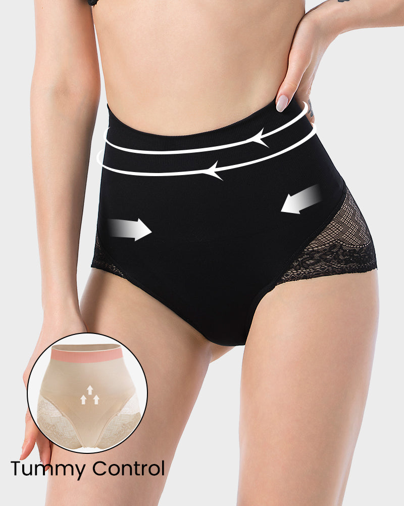 Lace Trim Panty - High Waist Control