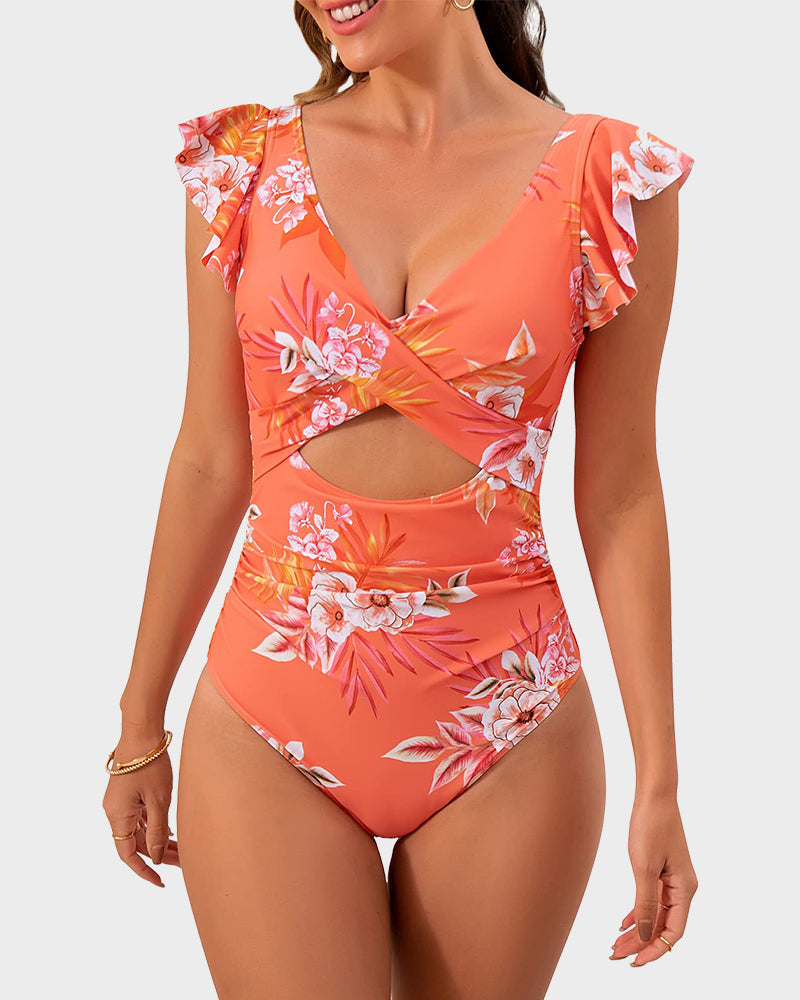 Ruffle Cut-Out Swimsuit