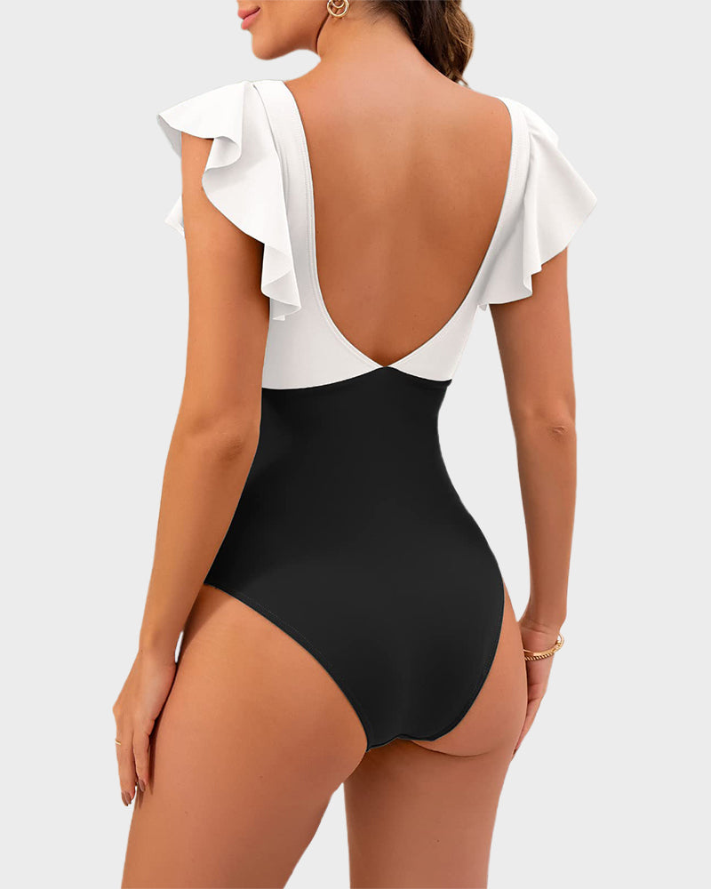 Ruffle Cut-Out Swimsuit