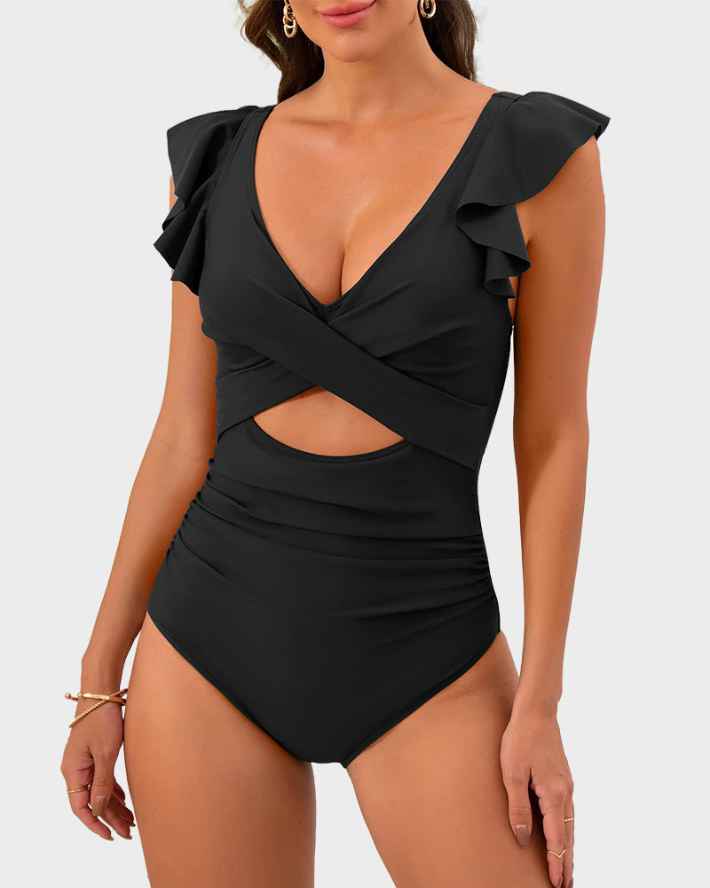 Ruffle Cut-Out Swimsuit