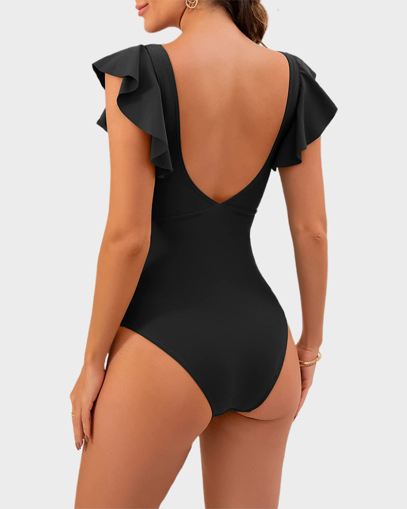 Ruffle Cut-Out Swimsuit