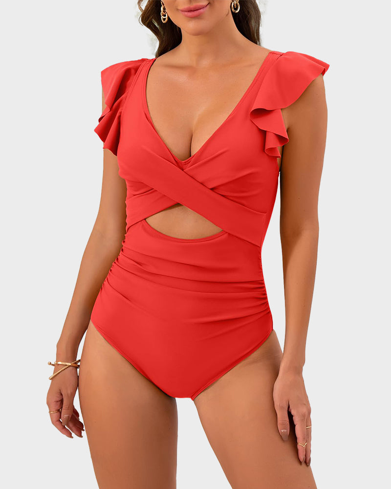 Ruffle Cut-Out Swimsuit