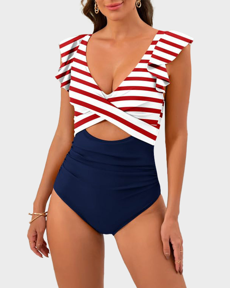 Ruffle Cut-Out Swimsuit
