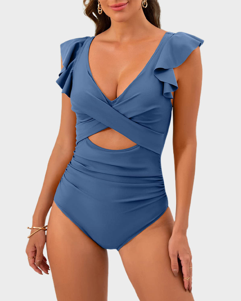Ruffle Cut-Out Swimsuit
