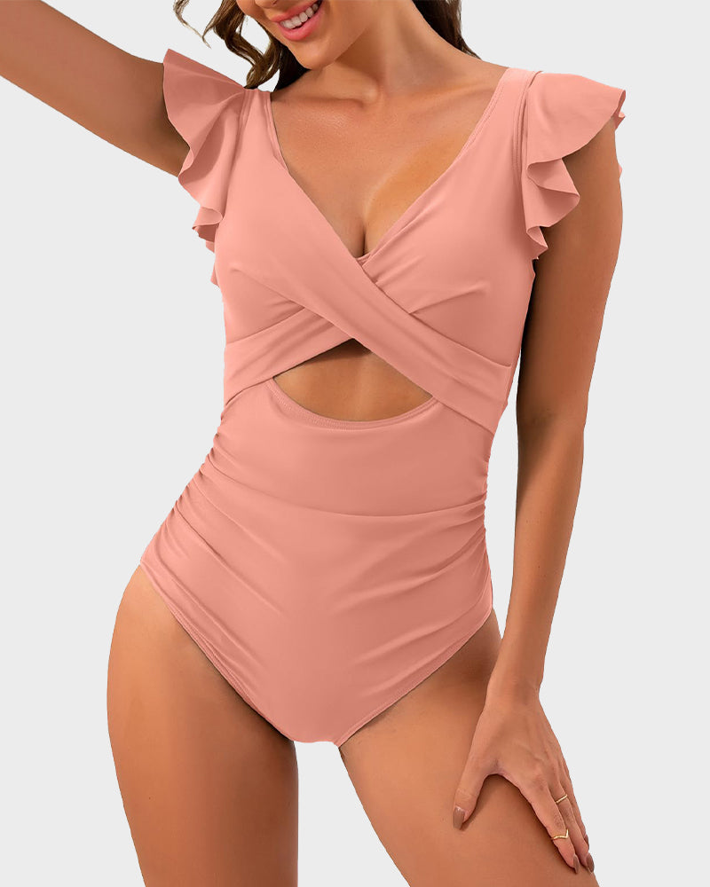 Ruffle Cut-Out Swimsuit