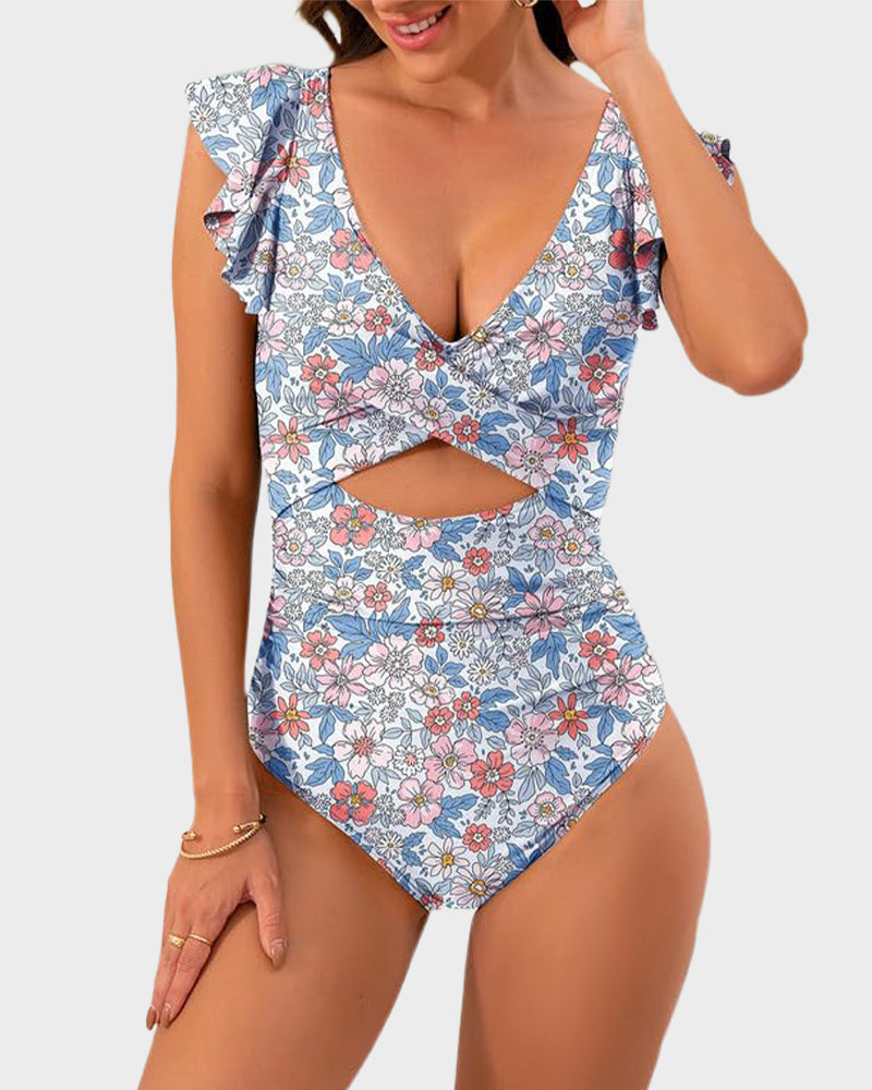 Ruffle Cut-Out Swimsuit