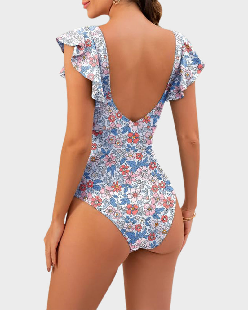 Ruffle Cut-Out Swimsuit