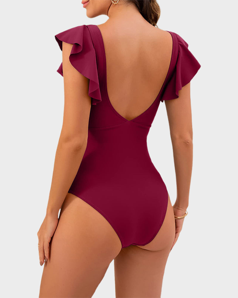 Ruffle Cut-Out Swimsuit