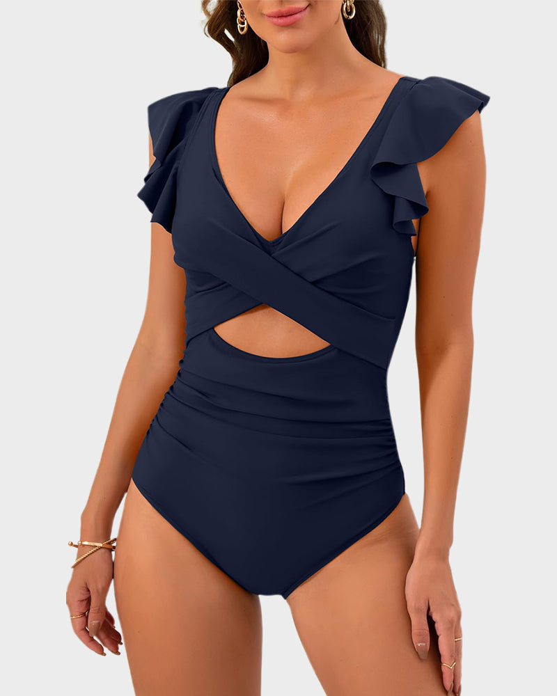 Ruffle Cut-Out Swimsuit