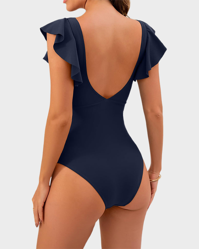 Ruffle Cut-Out Swimsuit