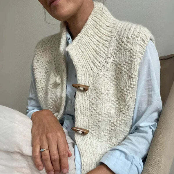 Women’s Handmade Wool-Blend Buttoned Vest