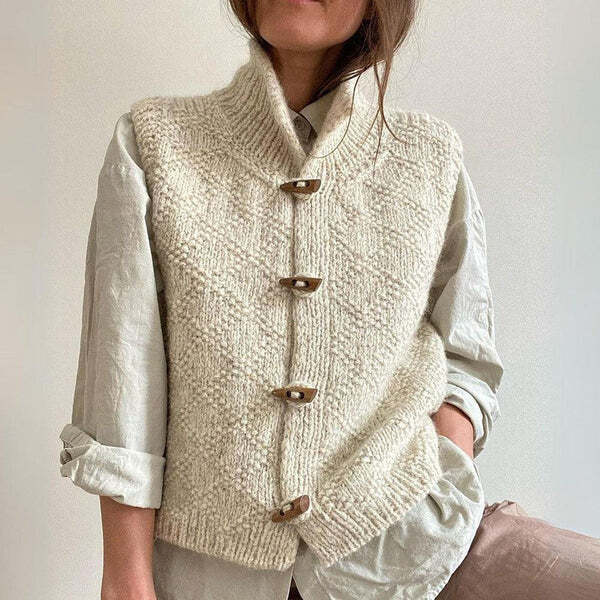 Women’s Handmade Wool-Blend Buttoned Vest