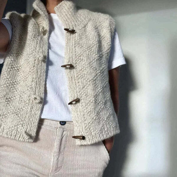 Women’s Handmade Wool-Blend Buttoned Vest