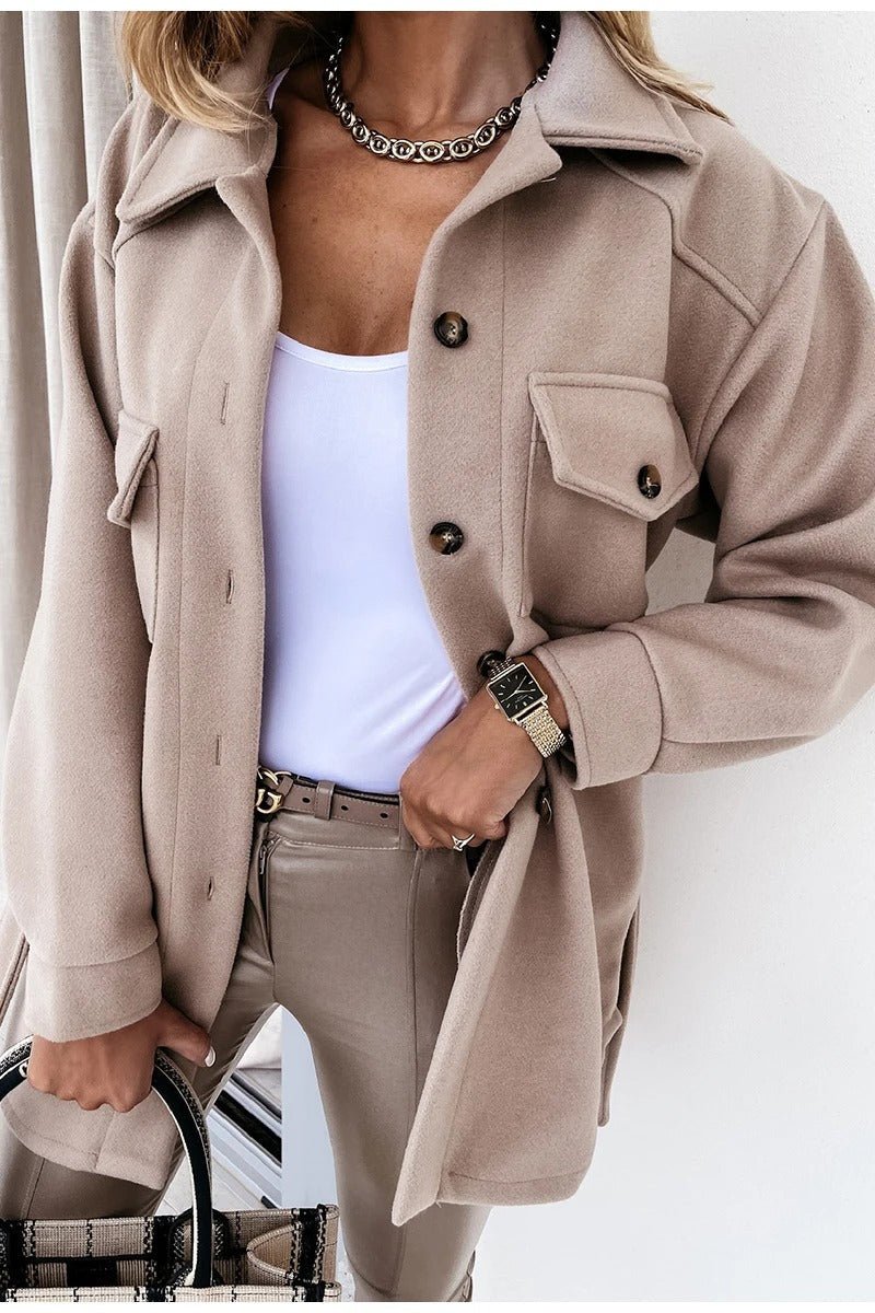 Women’s Cream Button-Up Overshirt Jacket