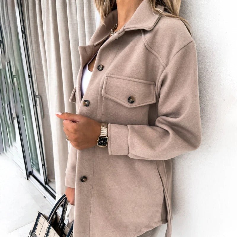 Women’s Cream Button-Up Overshirt Jacket