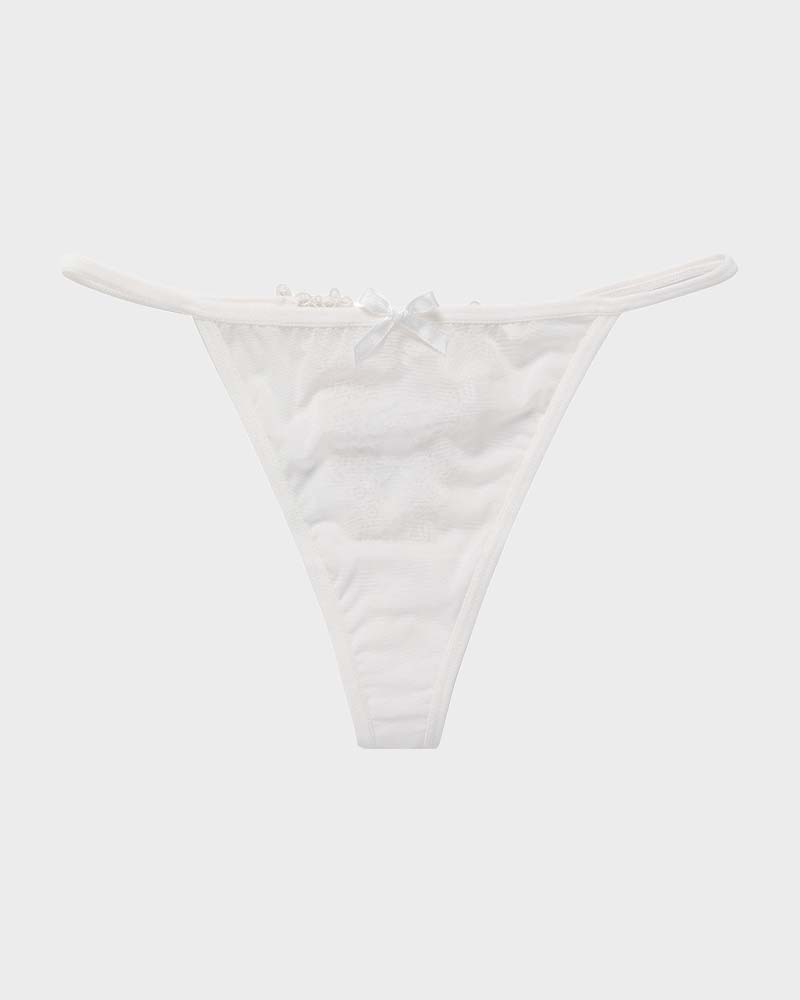 Lace-Trim V-String Elegant Mesh Comfort