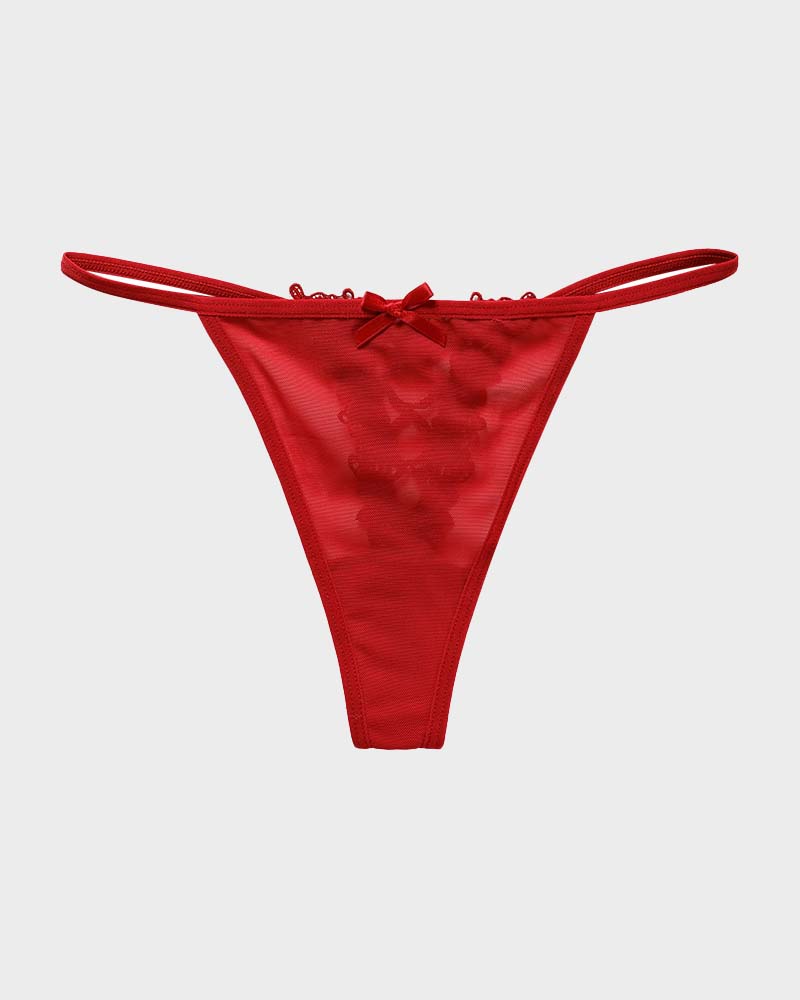 Lace-Trim V-String Elegant Mesh Comfort