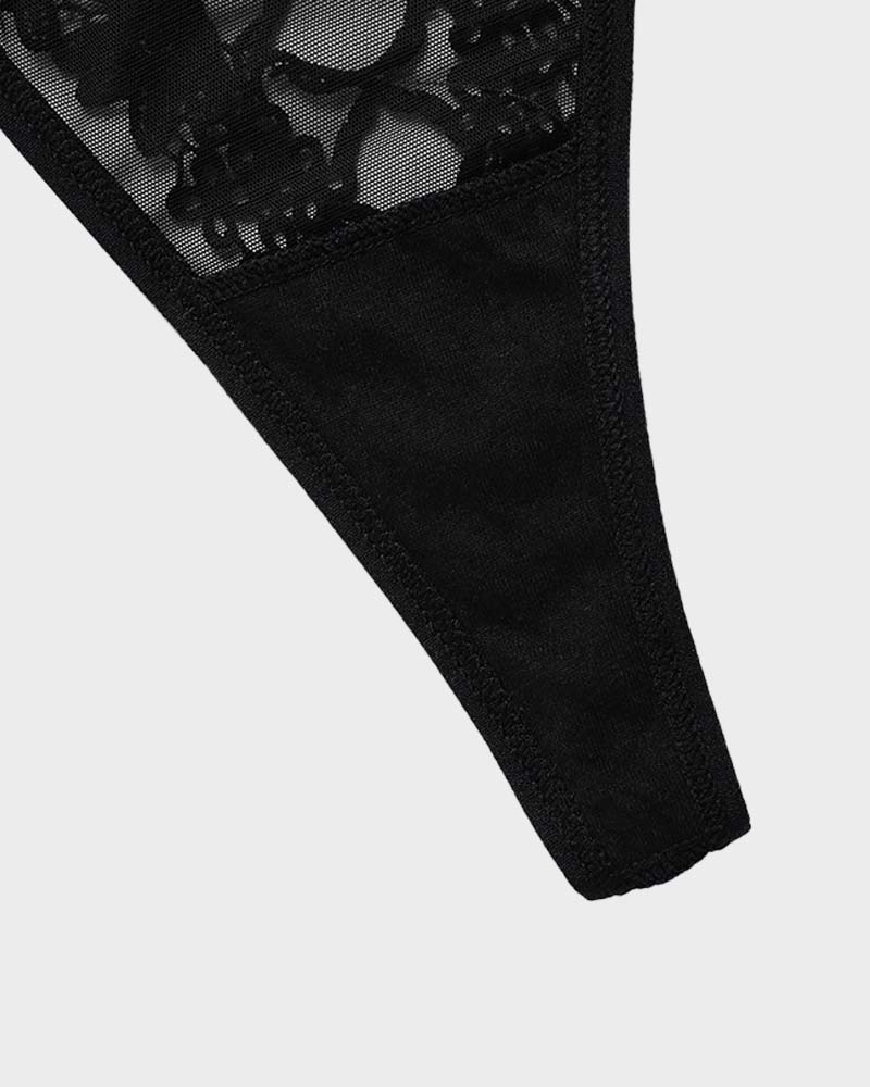 Lace-Trim V-String Elegant Mesh Comfort