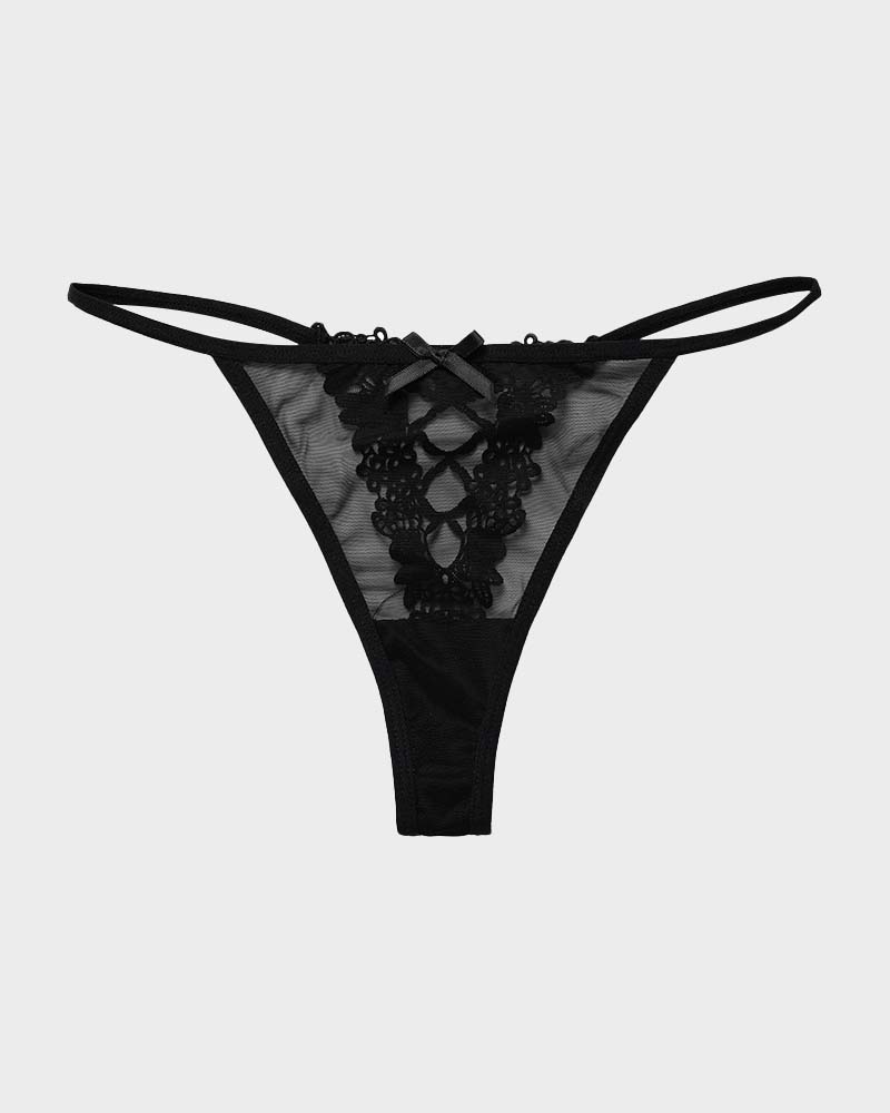 Lace-Trim V-String Elegant Mesh Comfort