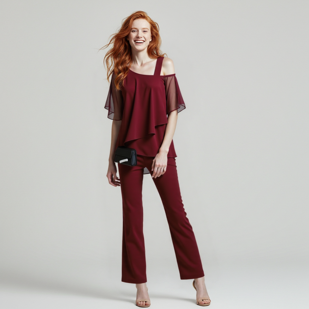 Women’s Elegant Two-Piece Evening Pants Set