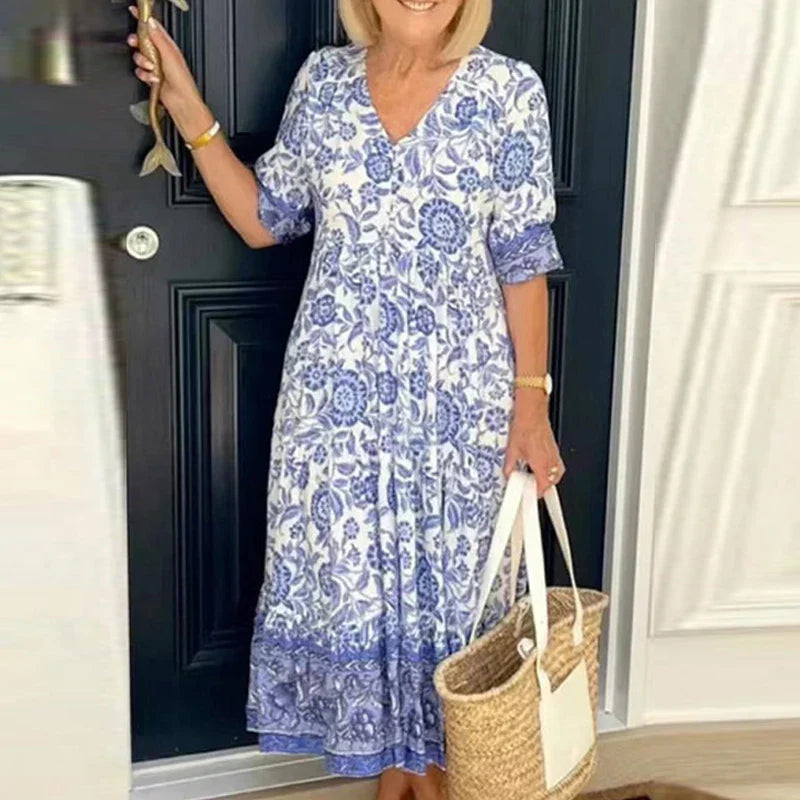 Women’s Floral V-Neck Midi Dress