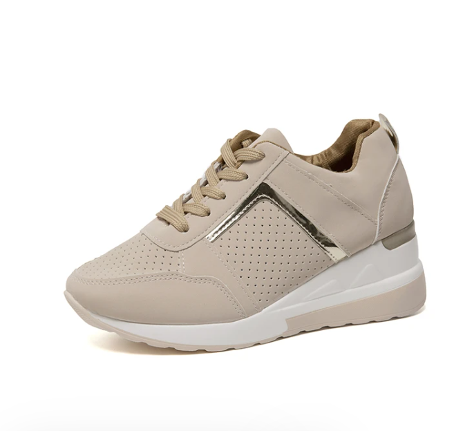 Women’s Casual Wedge Sneakers with Metallic Detail