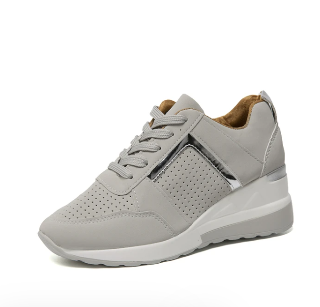 Women’s Casual Wedge Sneakers with Metallic Detail