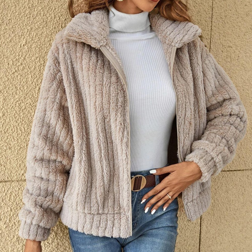 Women’s Cozy Zip-Up Faux Fur Jacket