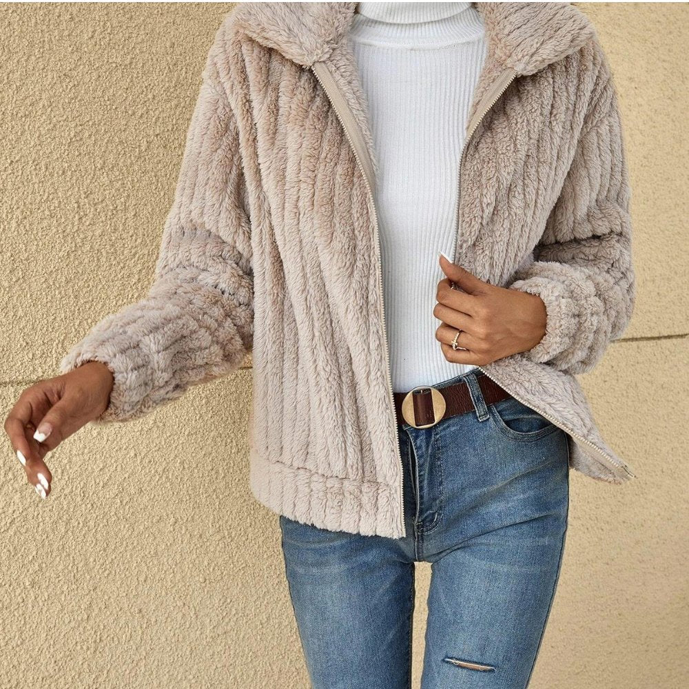 Women’s Cozy Zip-Up Faux Fur Jacket